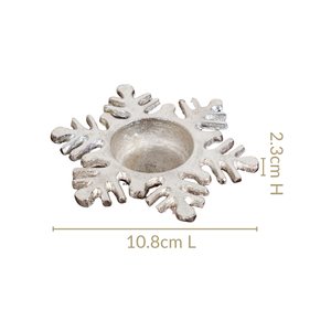 Set Of 2 Silver Snowflake Tea Light Candle Holder