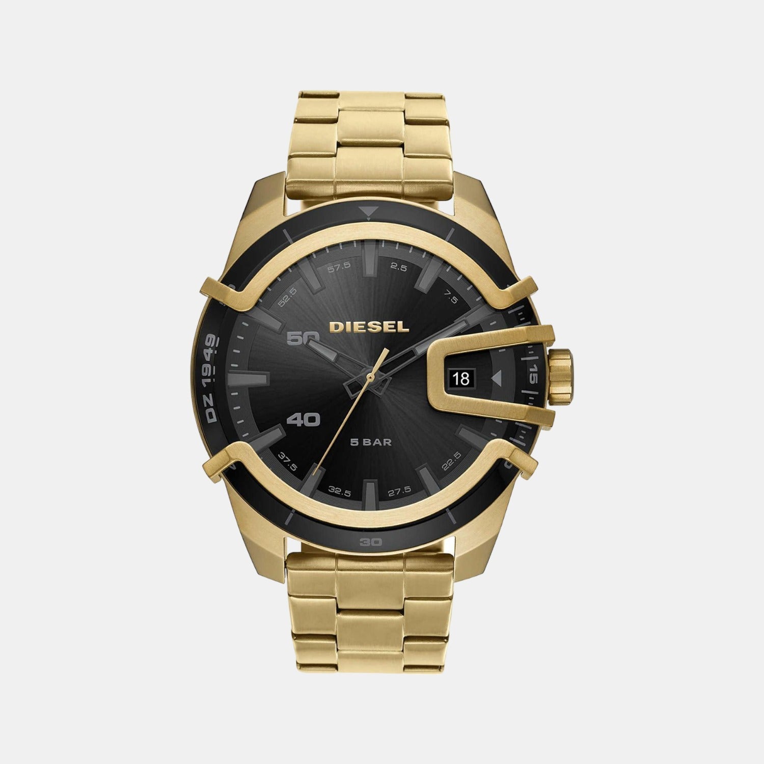 Caged Men Quartz Black Dial Analog Stainless Steel Watch DZ1949