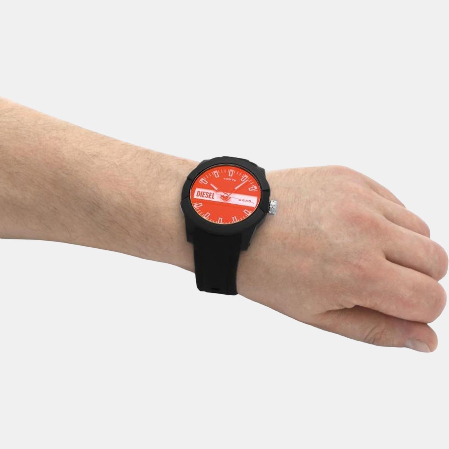 Double Up Men Quartz Brown Dial Analog Silicone Watch DZ1982