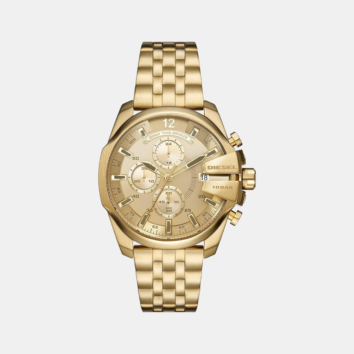 Baby Chief Men Quartz Gold Dial Chronograph Stainless Steel Watch DZ4565
