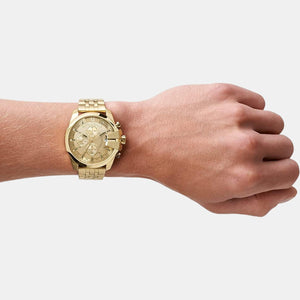 Baby Chief Men Quartz Gold Dial Chronograph Stainless Steel Watch DZ4565
