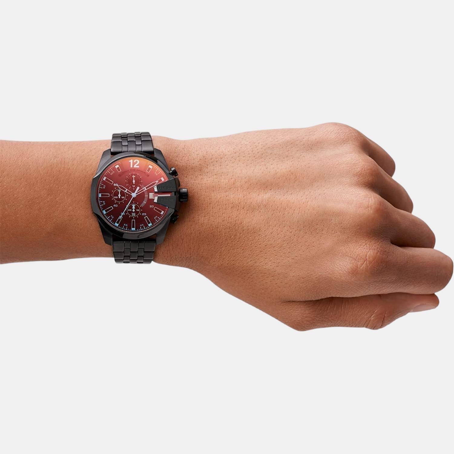 Baby Chief Men Quartz Red Dial Chronograph Stainless Steel Watch DZ4566