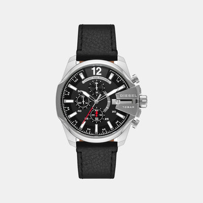 Baby Chief Men Quartz Black Dial Chronograph Leather Watch DZ4592