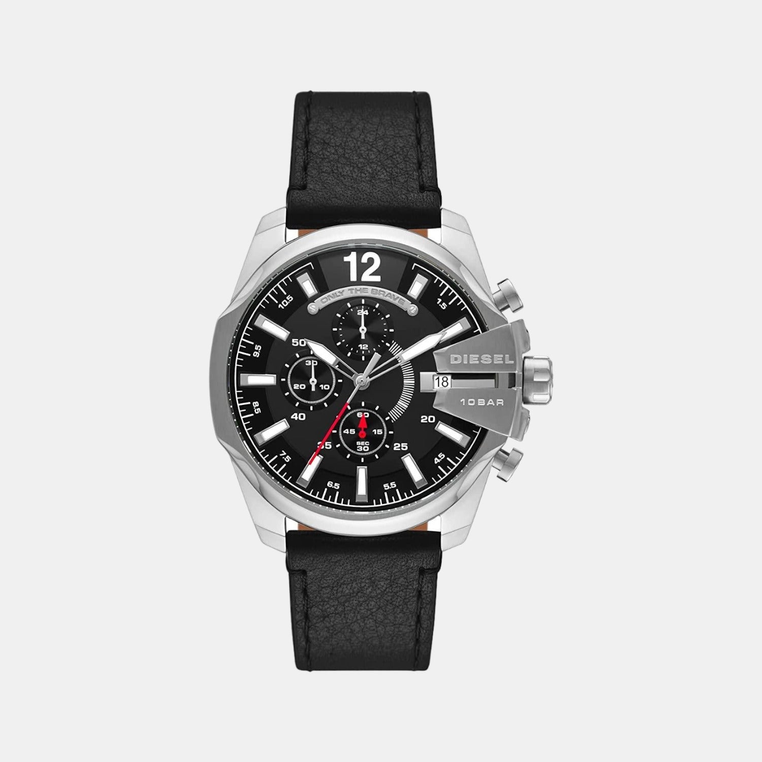 Baby Chief Men Quartz Black Dial Chronograph Leather Watch DZ4592