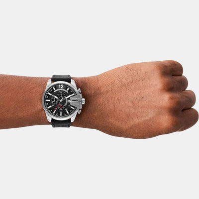Baby Chief Men Quartz Black Dial Chronograph Leather Watch DZ4592