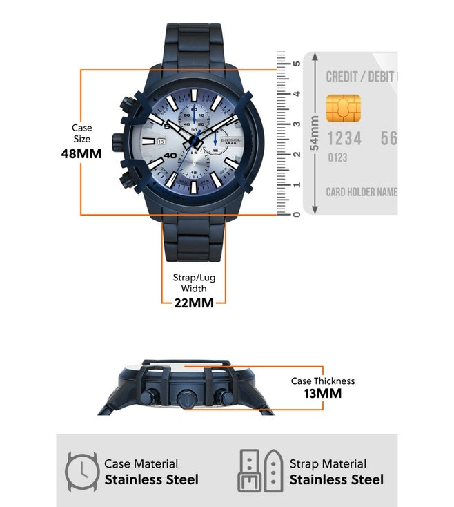 Diesel Griffed Silver Dial Men 48mm