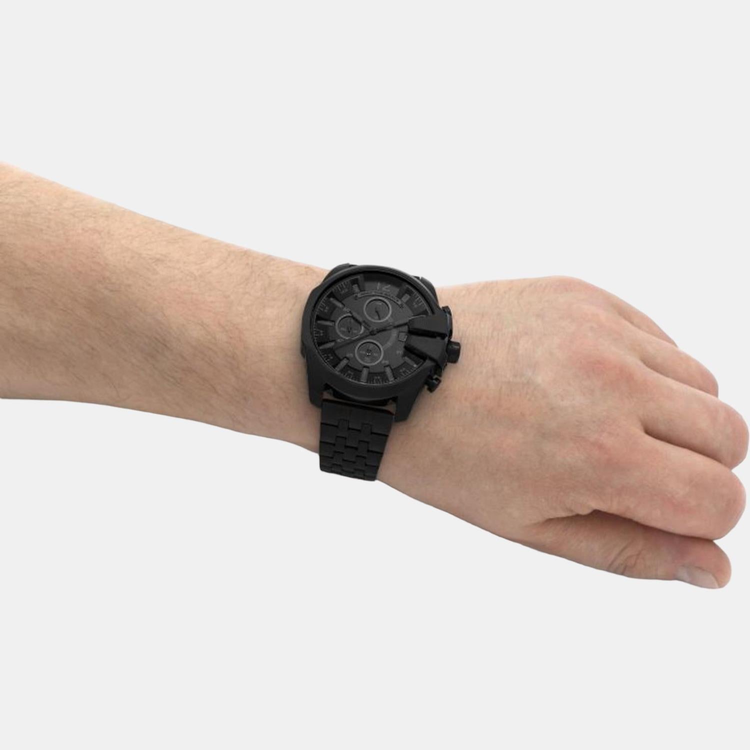 Baby Chief Men Quartz Black Dial Chronograph Stainless Steel Watch DZ4617