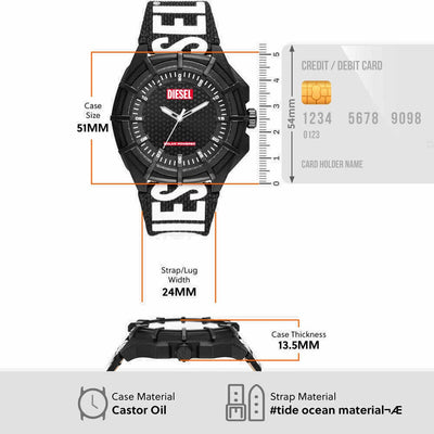 Framed Men Quartz Black Dial Analog Plastic Watch DZ4654