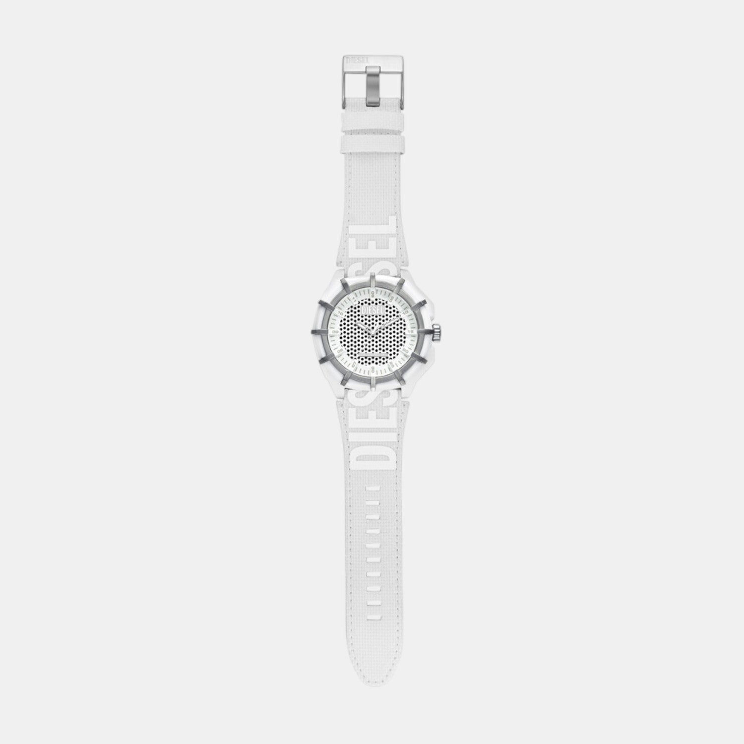 Framed Men Solar White Dial Analog Plastic Watch DZ4664