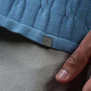 Pristine Cable Knit Polo -  Cornflower Blue