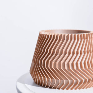 Ridged Waves Wooden Pot
