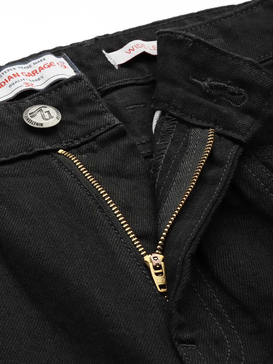 Men's Black Wide Leg Solid Jeans