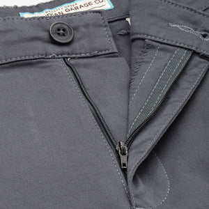 Men's Silver Regular Fit Solid Chino Shorts