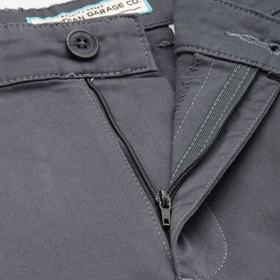 Men's Silver Regular Fit Solid Chino Shorts