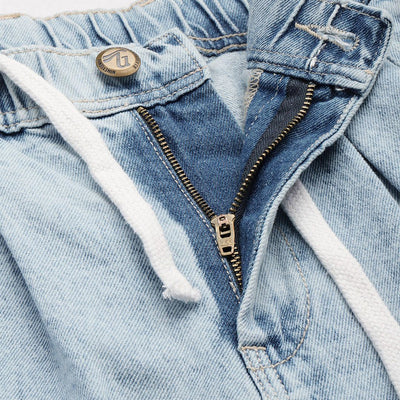 Men's Blue Relaxed Fit Solid Denim Joggers