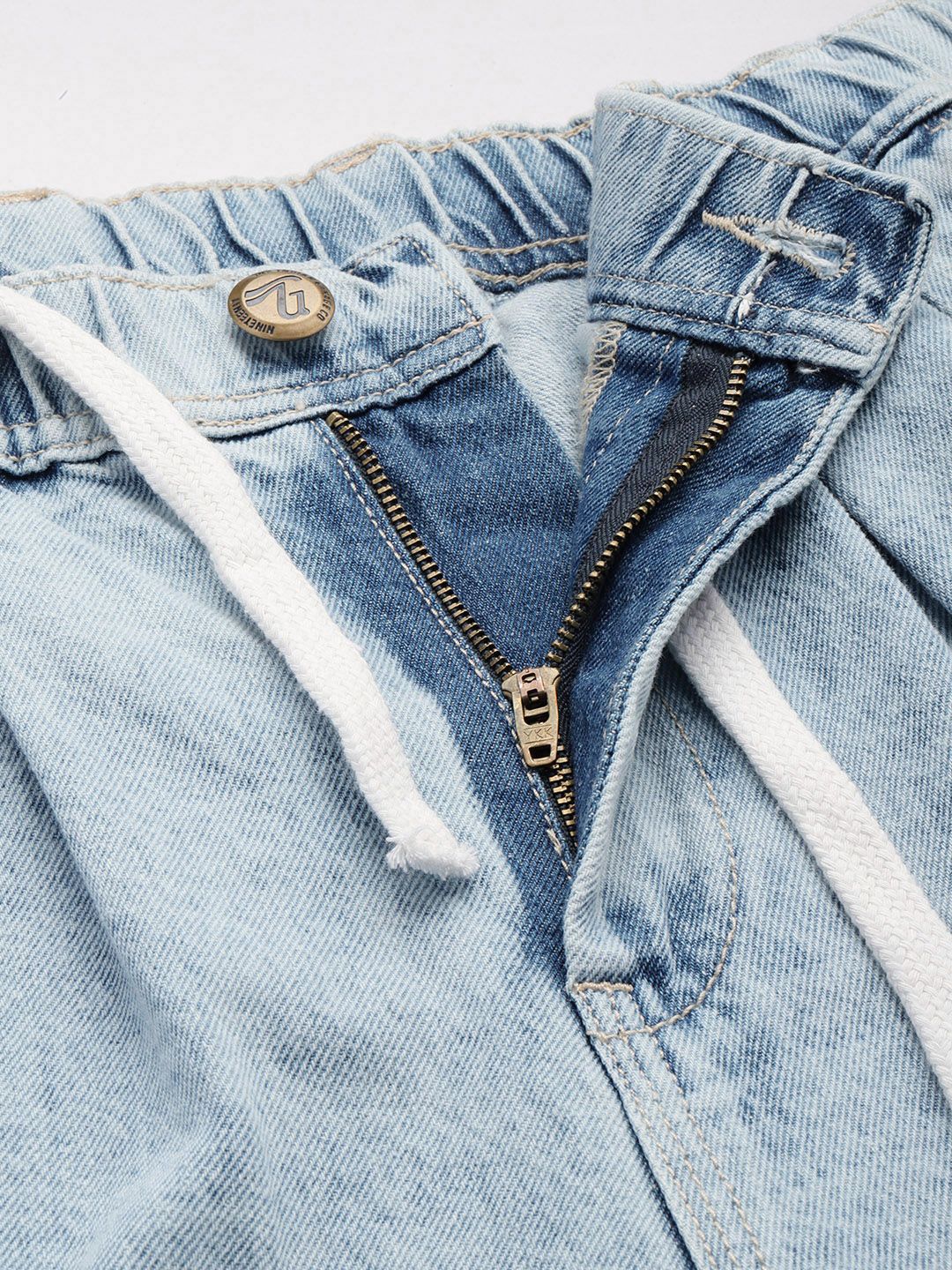 Men's Blue Relaxed Fit Solid Denim Joggers