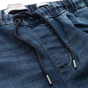 Men's Blue Regular Fit Solid Stretchable Denim Cargo Joggers