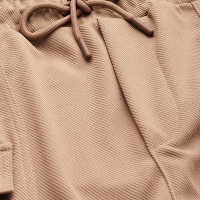 Men's Brown Relaxed Fit Textured Wide Leg Cargo Joggers