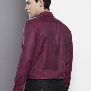 Men's Purple Slim Fit Solid Formal Shirt