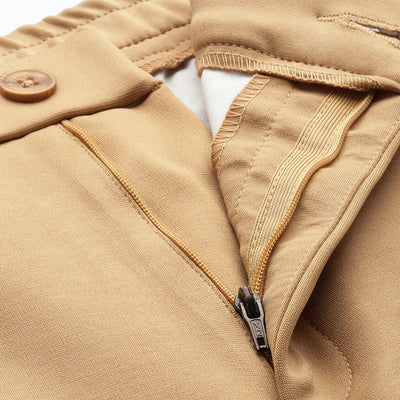 Men's Brown Relaxed Fit Solid Chinos