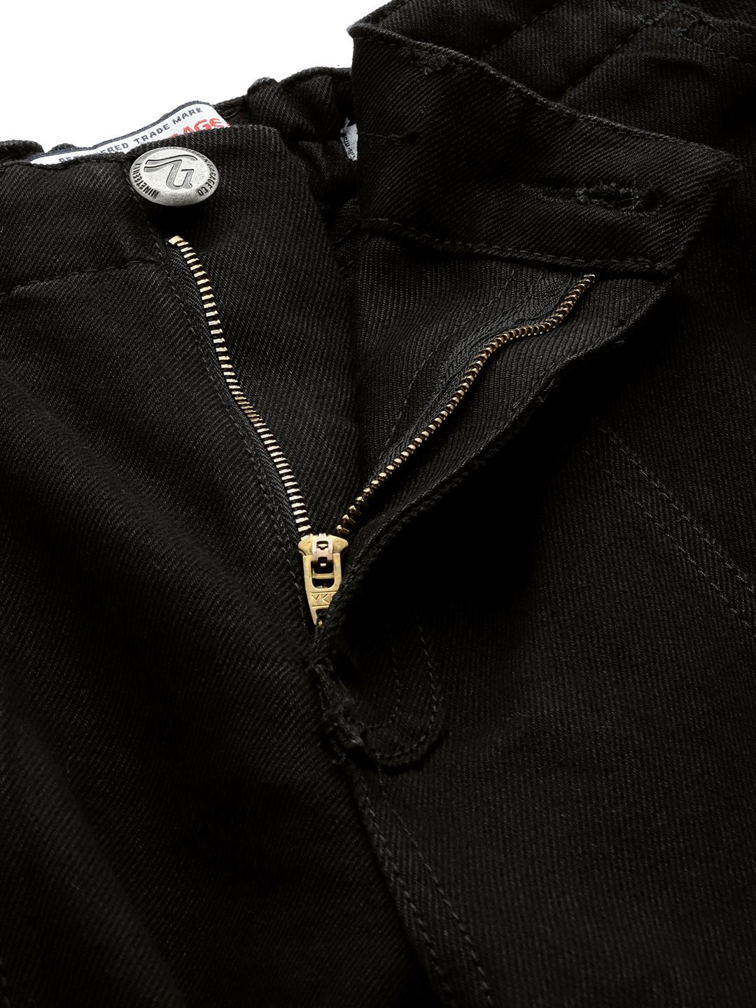 Men's Black Wide Leg Solid Convertible Cargo Jeans