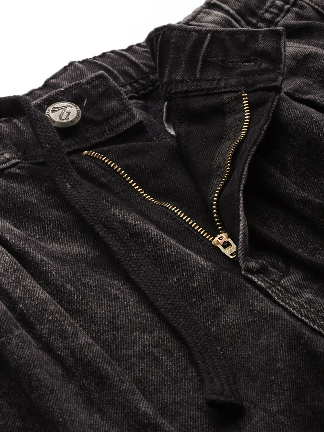 Men's Black Relaxed Fit Solid Denim Joggers
