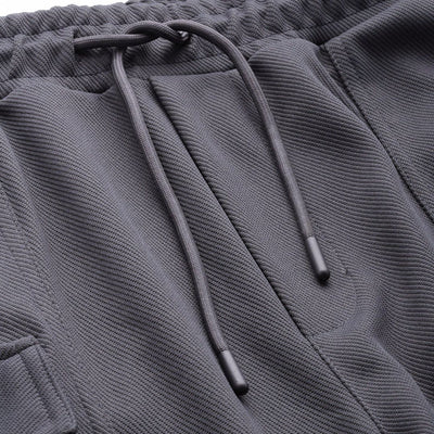 Men's Grey Relaxed Fit Textured Wide Leg Cargo Joggers