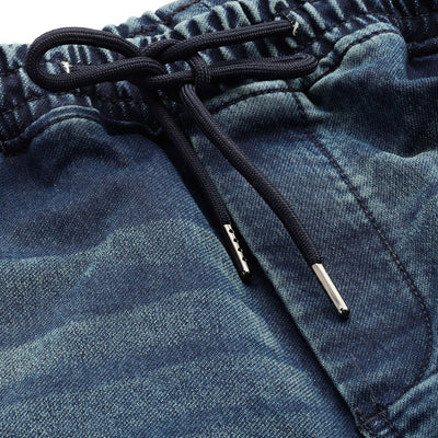 Men's Blue Relaxed Fit Solid Denim Joggers