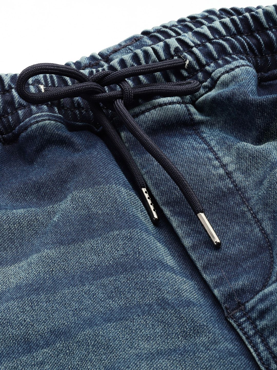Men's Blue Relaxed Fit Solid Denim Joggers