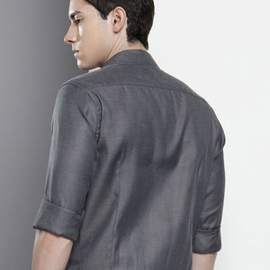 Men's Grey Slim Fit Solid Formal Shirt