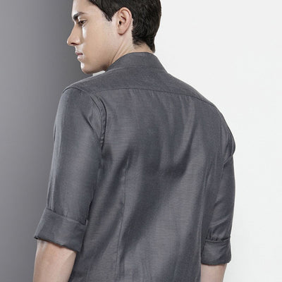 Men's Grey Slim Fit Solid Formal Shirt