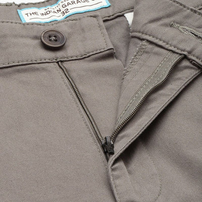 Men's Grey Regular Fit Solid Chino Shorts
