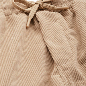 Men's Khaki Relaxed Fit Textured Corduroy Loose Joggers