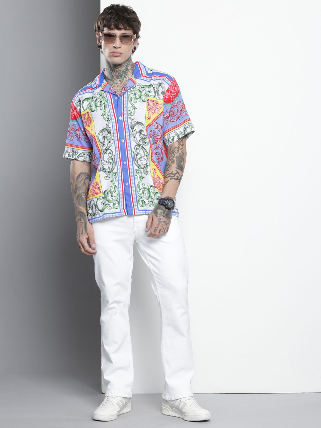 Men's Multicolor Oversized Kitch Street Wear Shirt