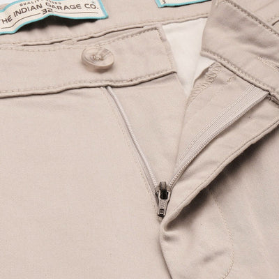 Men's Beige Regular Fit Solid Chinos