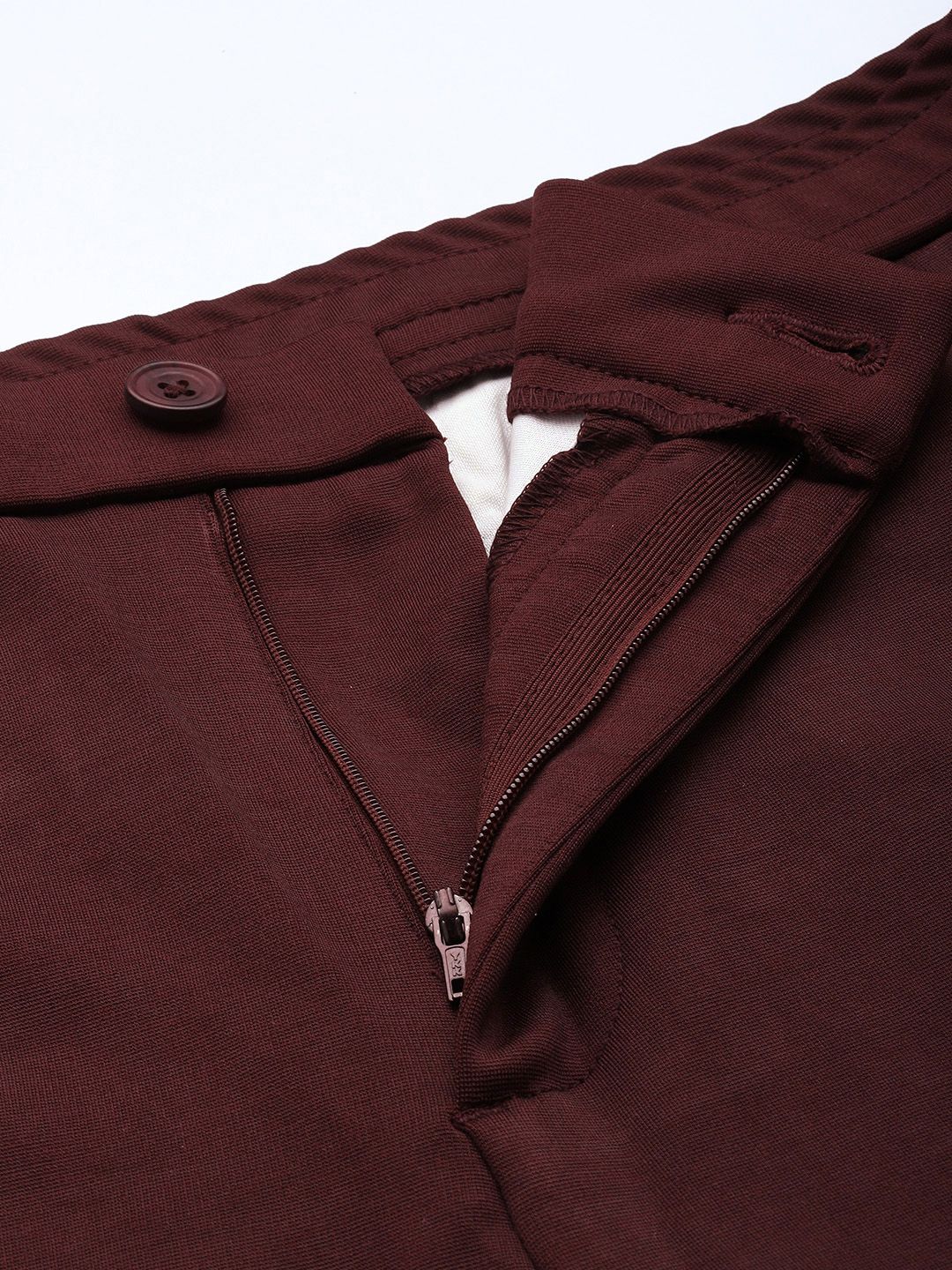 Men's Maroon Relaxed Fit Solid Chinos