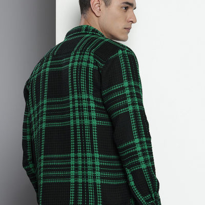 Men's Black Relaxed Fit Textured Casual Shirt