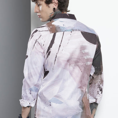 Men's Multicolor Slim Fit Abstract Print Party Wear Shirt