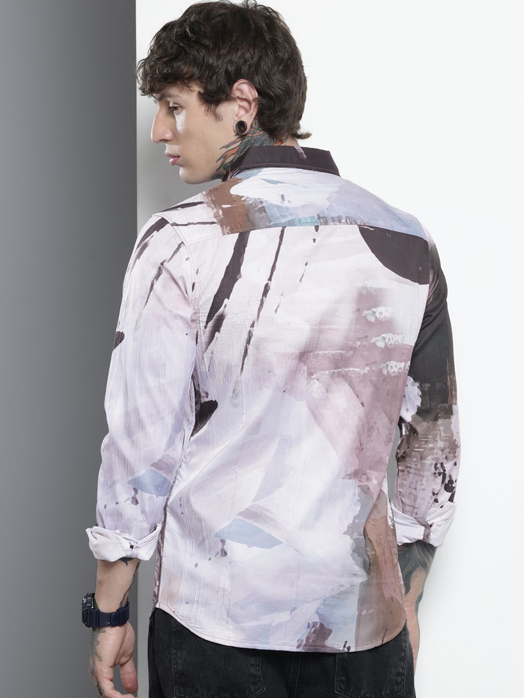 Men's Multicolor Slim Fit Abstract Print Party Wear Shirt