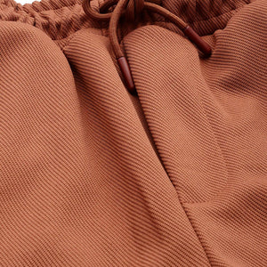 Men's Brown Relaxed Fit Textured Baggy Joggers