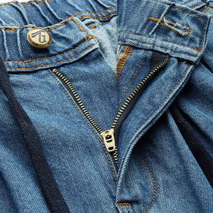 Men's Blue Relaxed Fit Solid Denim Joggers
