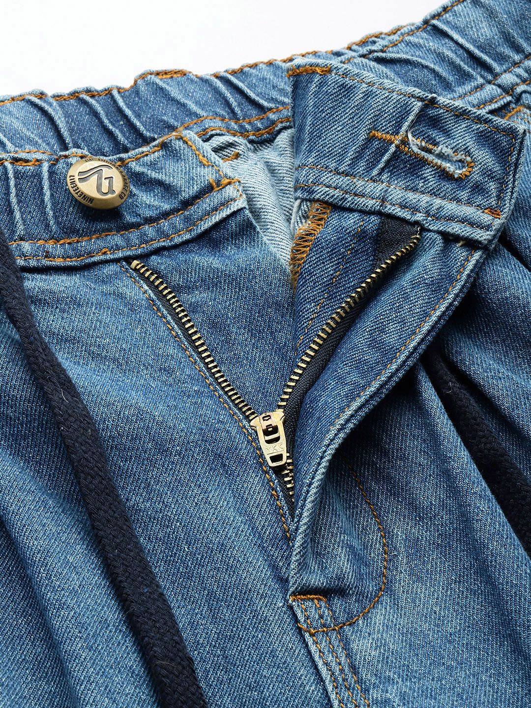 Men's Blue Relaxed Fit Solid Denim Joggers