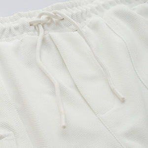 Men's White Relaxed Fit Textured Wide Leg Cargo Joggers