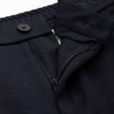 Men's Navy Blue Relaxed Fit Solid Chinos