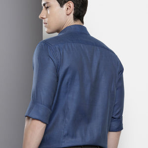 Men's Blue Slim Fit Solid Formal Shirt