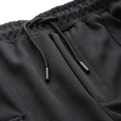 Men's Black Relaxed Fit Textured Wide Leg Cargo Joggers