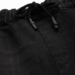Men's Black Regular Fit Solid Stretchable Denim Joggers