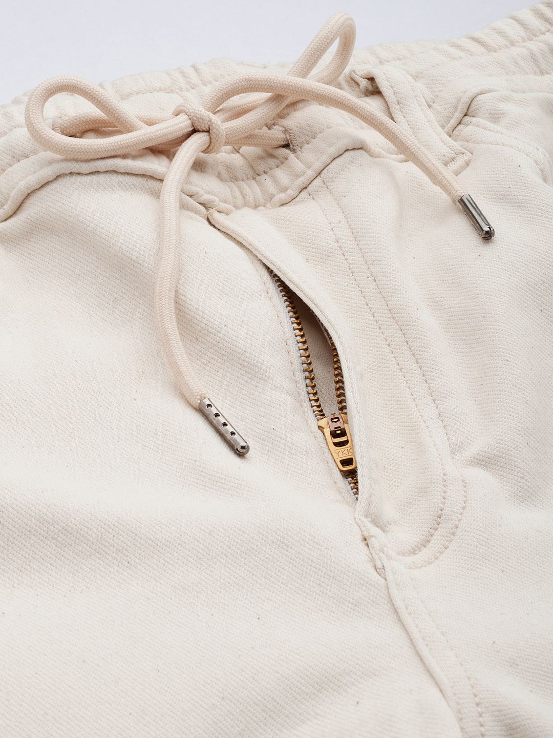 Men's White Regular Fit Solid Denim Joggers