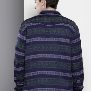 Men's Green Relaxed Fit Aztec Resort Wear Shirt
