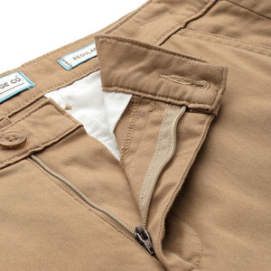 Men's Khaki Regular Fit Solid Chinos